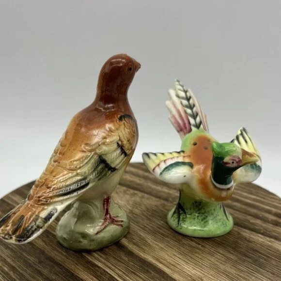 Vintage Set Pair Pheasant Salt Pepper Shaker Birds Japan Cottage Core Farm House - Picture 2 of 9